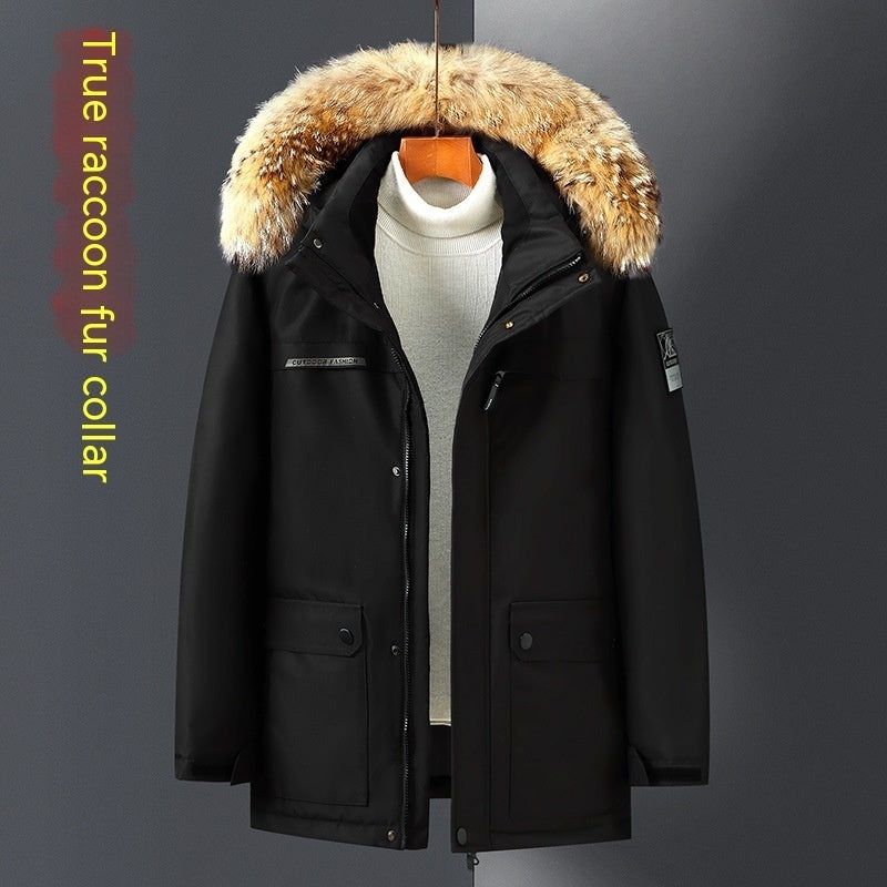 Mid-length Thicken Big Fur Collar Jacket