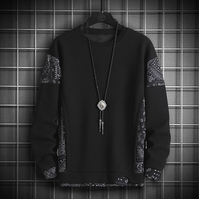 ETHNIC CREW NECK PAISLEY PRINT PULLOVER