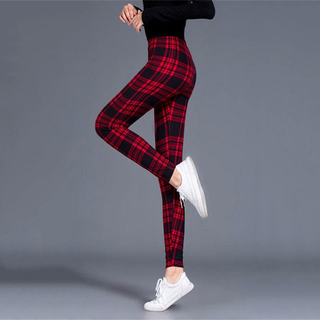 CHECKERED SKINNY PANTS