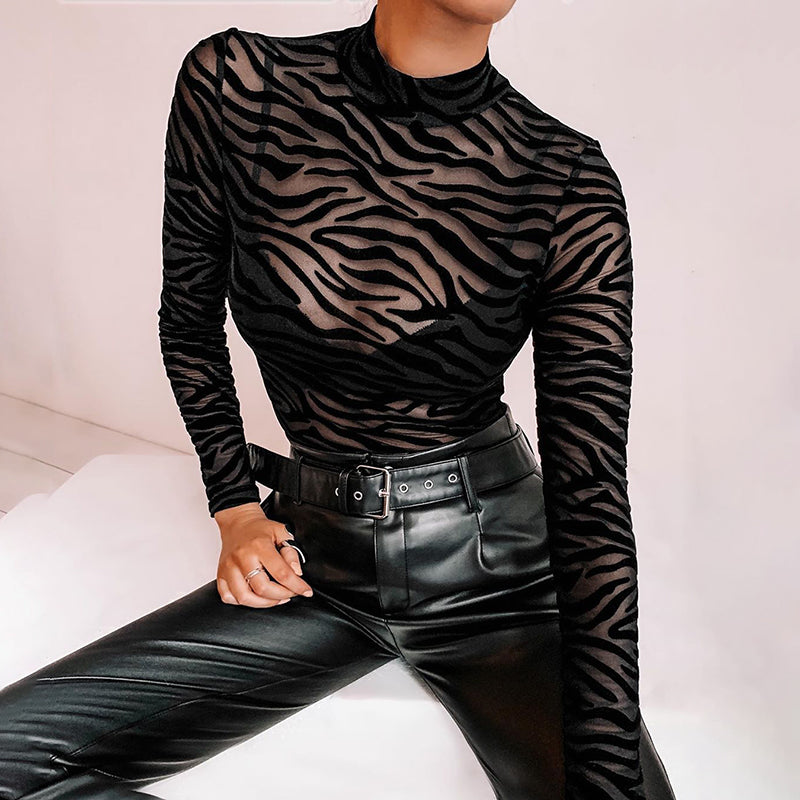 SHEER ANIMAL PRINT BODYSUIT