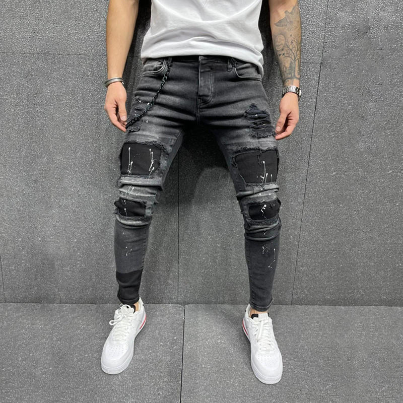 SKIN FIT RIP JEANS