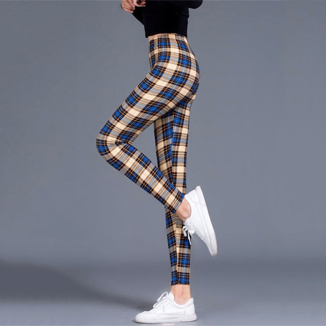 CHECKERED SKINNY PANTS