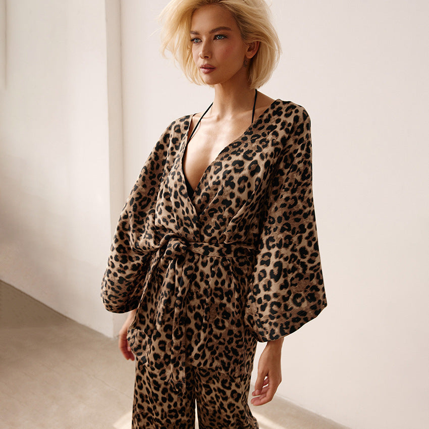 Leopard Print Loose And Breathable Pajama Set