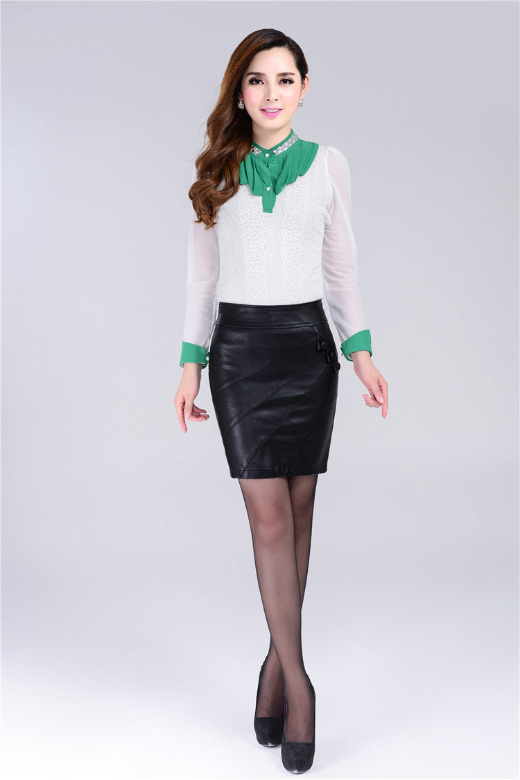 FAUX LEATHER PENCIL SKIRT