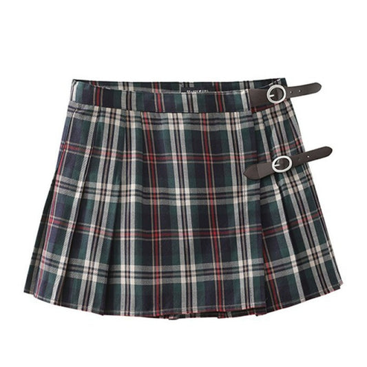 Pleated Skirt High Waisted Plaid Mini Skirt